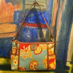Spartina 449 Daufuskie Island linen/leather purse tote bag